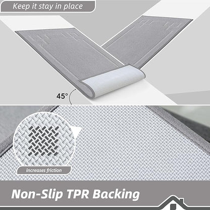 BEQHAUSE Door Mat 20" x 32", Non-Slip Door Mats Indoor Entryway Rugs Washable Low-Profile Absorbent and Stain Resist Floor Mats, Dog Door Mat for Front Back Door, Muddy Wet Shoes & Paws, Light Grey
