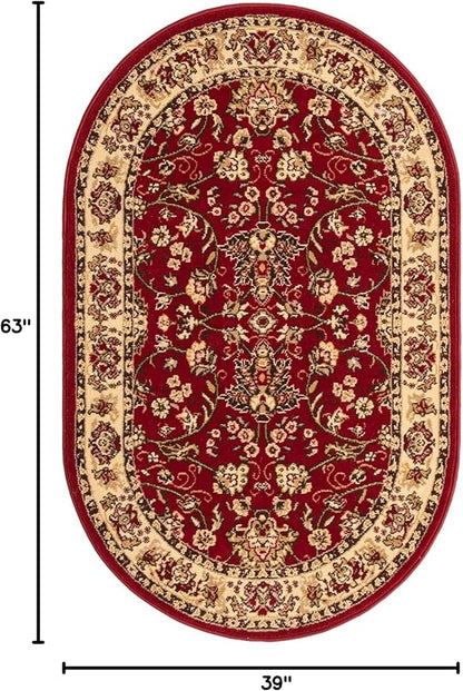 Unique Loom Sialk Hill Collection Area Rug - Washington (3' 3" x 5' 3" Oval Burgundy/Cream)
