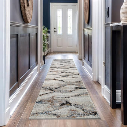 Rugshop Contemporary Gray Striated Area Rug Durable, Kid & Pet Friendly 2' 3" x 12' Runner Ideal for Hallway, Kitchen, Entryway, or Behind The Sofa