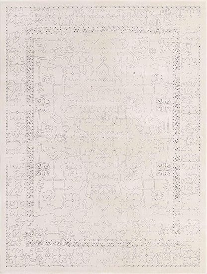 Unique Loom Isabella Collection Area Rug - Adjani (9' x 12' 2" Rectangle, White/ Blue)
