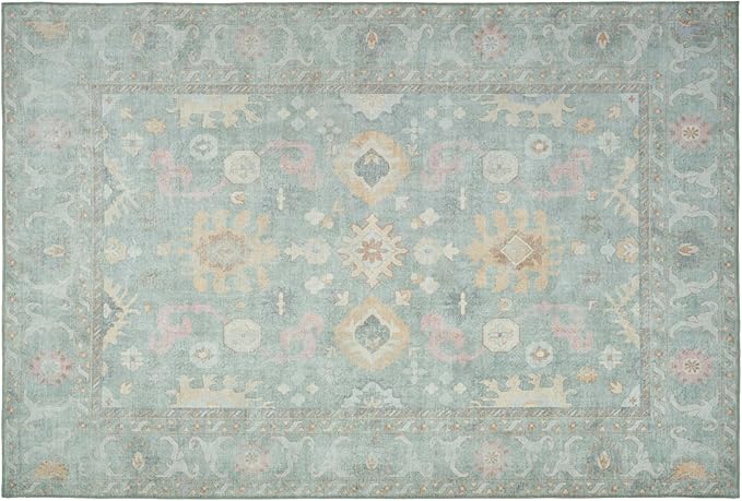Revival Rugs Nimbus 6'x9' Zero-Shedding Area Rug for Living Room Bedroom - Oeko-TEX Certified, Low Pile, Spot Clean, Confetti, Mint Green