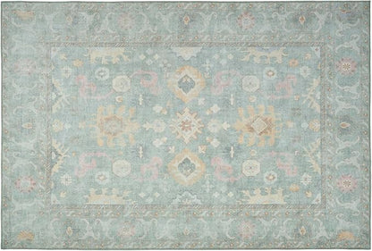 Revival Rugs Nimbus 6'x9' Zero-Shedding Area Rug for Living Room Bedroom - Oeko-TEX Certified, Low Pile, Spot Clean, Confetti, Mint Green