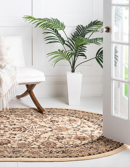Unique Loom Sialk Hill Collection Area Rug - Washington (7' 10" x 10' Oval Ivory/Black)