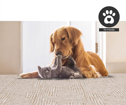 FH Home Flat Woven Outdoor Rug - Waterproof, Easy to Clean, Stain Resistant - Premium Polypropylene Yarn - Modern Geometric - Patio, Deck, Porch, Balcony - Budapest - Beige - 2ft 7in x 4ft 11in