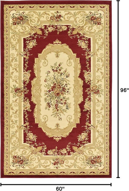 Unique Loom Versailles Collection Traditional Classic Floral Motif Area Rug (5' 0 x 8' 0 Rectangular, Burgundy/ Ivory)