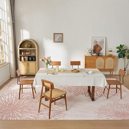 WITSHOCK Pink Rugs 12x15 for Bedroom Girls,Floral Modern Distress Print Pattern Carpet for Living Room Dining Room,Stain Resistant Anti Slip Backing Rugs for Kids Room Nursery Playroom,Light Pink