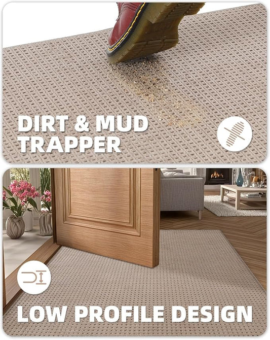 Color&Geometry Hallway Runner Rug 2'x7', Extra Thin Area Rug, Non Slip Kitchen Rug, Washable Laundry Rug Runner, Easy to Clean Floor Carpet Runners for Hallways Entrance Living Room Bedroom, Beige