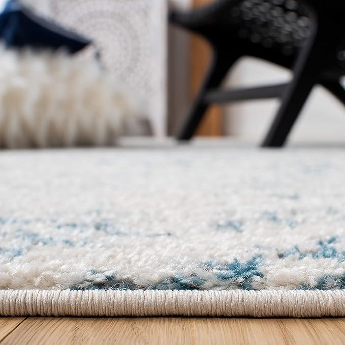 SAFAVIEH Area Rug 3x5 - Tulum Collection - Ivory & Turquoise, Moroccan Boho Tribal Design, Non-Shedding & Easy to Clean, Ideal for Entryway, Foyer, Accent Space, Bedroom (TUL272E)