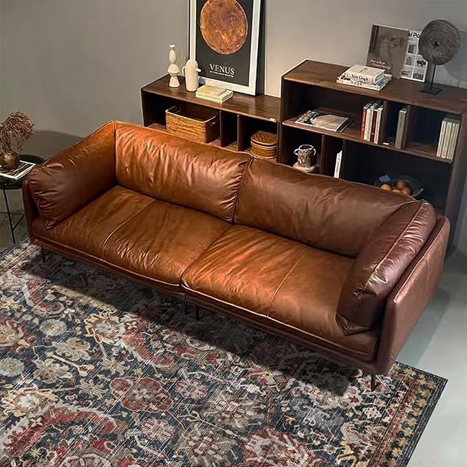 RUGSURE Washable Area Rugs - Perfect for Living Room, Bedroom, Kids Room, Nursery - Stain & Water Resistant Non-Slip, Pet & Child Friendly, Vintage Tribal Area Rugs (Rust, 3' x 5 ')