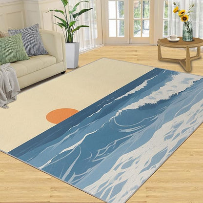 Boho Sun Runner Rugs 2x4ft, Abstraction Deco Small Entryway Mats, Minimalist Sunburst Laundry Room Rug Non Slip Durable Throw Rugs for Front Door Bedroom Bedside