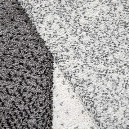 Paco Home Modern Area Rug Bordered with Geometric Pattern Turquoise Grey with Contour Cut, Size: 6'7" x 9'6"