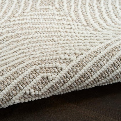 Nourison Home Textured Home Beige Ivory 3'11" x 5'11" Area Rug - Easy Clean, Non Shedding, Bed Room, Living Room, Dining Room, Kitchen (4' x 6')