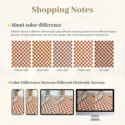 LIVEBOX 8x10 Area Rugs for Living Room, Checkered Non-Slip Washable Rugs, Farmhouse Neutral Classic Halloween Pattern Large Boys Area Rug for Bedroom, Carpet for Dining Room Office(Orange,8'x10')