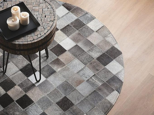 Round Area Rug – Soft Modern Carpet for Living Room, Bedroom, Entryway – Non-Slip Durable Floor Mat for Home Décor (Grey_9X9)