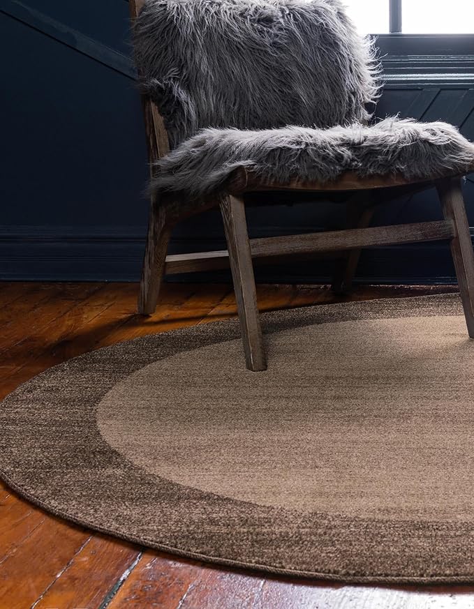 Rugs.com Angelica Collection Rug – 4 Ft Round Light Brown Medium-Pile Rug Perfect for Kitchens, Dining Rooms