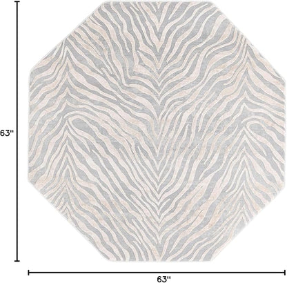 Unique Loom Finsbury Collection Area Rug - Meghan (5' 3" Octagon, Gray and Ivory)