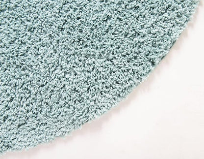 Unique Loom Davos Shag Collection Area Rug - Solid (7' 10" Round, Aqua)
