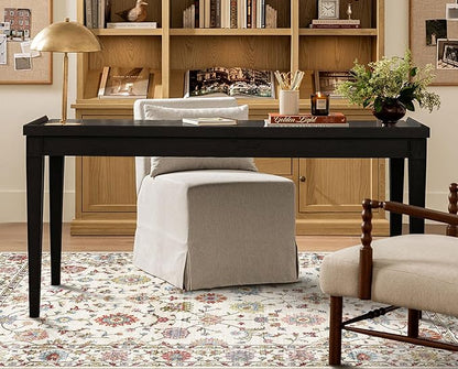 Washable Area Rug 4x6 - Traditional Floral Living Room Rug Soft Bedroom Rug Ultra-Thin Cream Colorful Vintage Farmhouse Dining Room Rugs Under Table Indoor Carpet for Living Room Office Mudroom