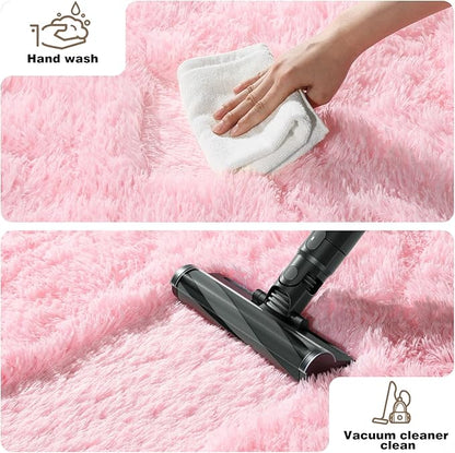 8x10 Area Rugs for Living Room, Fluffy Large Pink Rugs for Bedroom, Soft Shag Fuzzy Non-Slip Carpet for Kids Boys and Girls Nursery Room Dorm Indoor Home Decor (Pink, 8ft x 10ft)