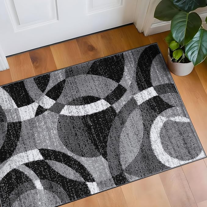 Rugshop Contemporary Abstract Circles Perfect for high Traffic Areas of Your Living Room,Bedroom,Home Office,Kitchen Area Rug 2'7" x 4' Gray