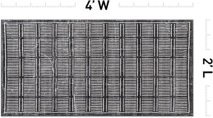 Rugshop Bohemian Stripe Lines Washable Non Slip Area Rug 2' x 4' Black