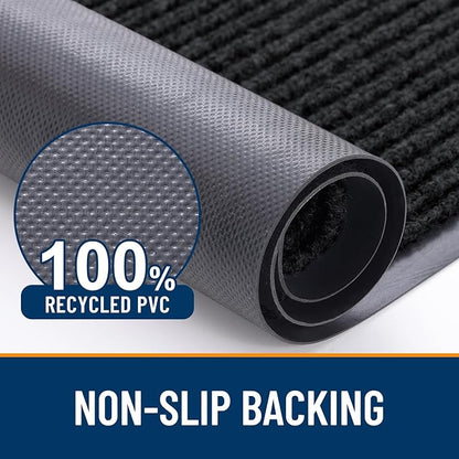 OLANLY Front Door Mat Indoor Outdoor Entrance, Waterproof Heavy Duty Doormat, Fade Resistant, Low Profile, Easy Clean Patio Porch Welcome Floor Mats for Entry, 35x30, Black