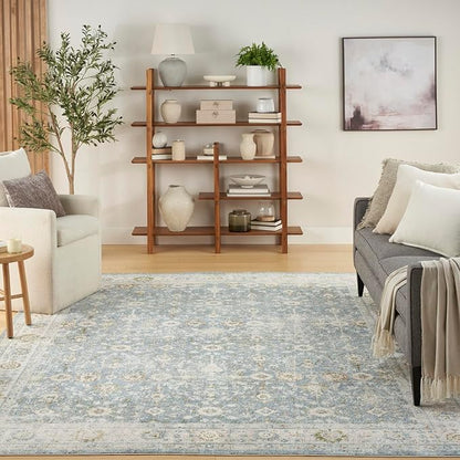 Nourison Home Astra Machine Washable 8' x 10' Teal Beige Area Rug