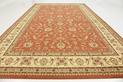 Unique Loom Voyage Collection Traditional Oriental Classic Intricate Design Area Rug (10' 6 x 16' 5 Rectangular, Terracotta/Ivory)