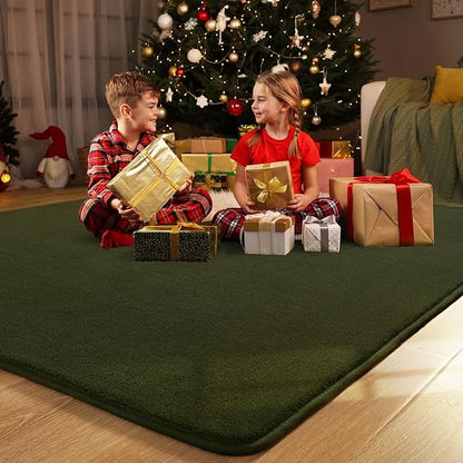 Amearea Large Modern Area Rugs for Bedroom Living Room, 5x8 Feet Olive Green Thickened Memory Foam Rug, Fluffy Indoor Washable Rugs Non Slip Minimalist Carpet for Boys Girls Dorm Nursery Room Decor