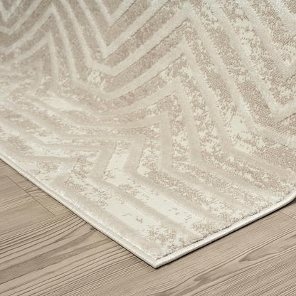 Abani Terra Cream 6' x 9' Area Rug for Living Room, Bedroom - Geometric Lines Pattern - Durable & Easy to Clean