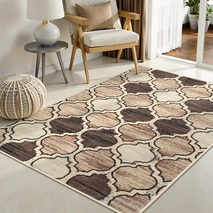 Lahome Moroccan Washable 3x5 Entry Way Rugs Indoor - Small Area Rug Aesthetic Non-Slip Throw Bedroom Rugs Thin Low-Plie Entryway Office Rug for Kitchen Bathroom Laundry Room, 3'x5'