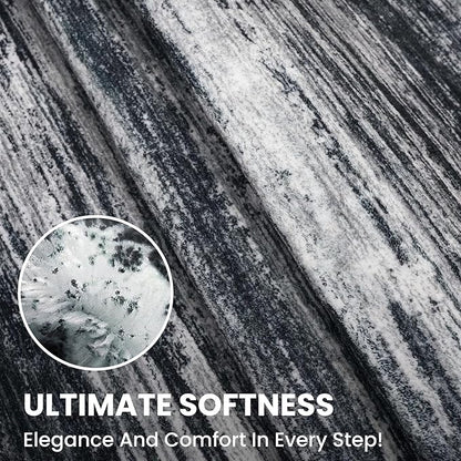 2x6 Modern Abstract Runner Rug for Hallways, Black Super Soft Hallway Decor Kitchen Rugs with Non-Slip, Non-Shedding Washable Rug for Entryway Bedroom Indoor