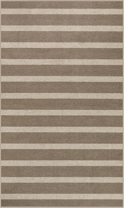 Lahome Striped Easy Jute Rug, 3x5 Outdoor Patio Porch Rug Washable Rugs for Entryway, Indoor Outdoor Living Room Carpets, Farmhouse Neutral Non Slip Carpet for Backyard Bedroom RV, Khaki