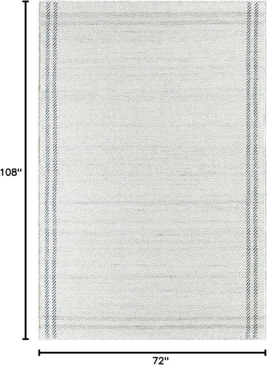 Mark&Day Wool Rugs, 6x9 Janmichael Solid and Border Gray/Ivory Area Rug, Grey Ivory Black Carpet for Living Room, Bedroom or Kitchen (6' x 9')