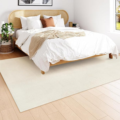 Collive Boho Rugs for Living Room 5X8ft, Washable Area Rug Woven Cotton Rugs for Bedroom, White Braided Rug Farmhouse Carpet for Dining Room Nursery Room, Outdoor Rug for Patio Balcony Courtyard Decor