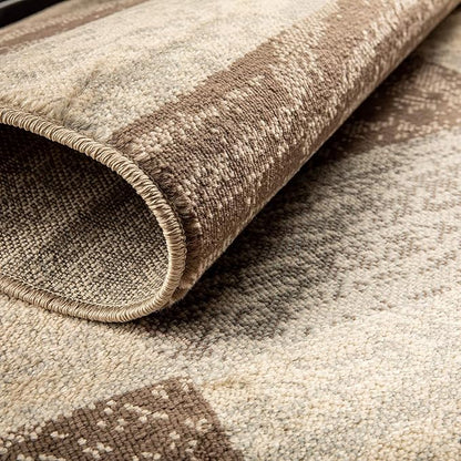 Superior Indoor Area Rug, Jute Backed, Modern Geometric Patchwork Floor Decor for Bedroom, Office, Living Room, Entryway, Hardwood Floors, Rockwood Collection, 8' x 10', Slate