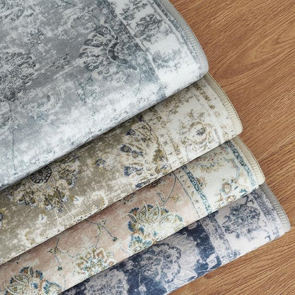jinchan Fiora Runner Rug 2x5 Washable Hallway Runner- Vintage Floral Non Slip Low-Pile Soft Thin Kitchen Rug Distressed Carpet for Farmhouse Bedroom Entryway Laundry Room(2x5ft, Taupe)