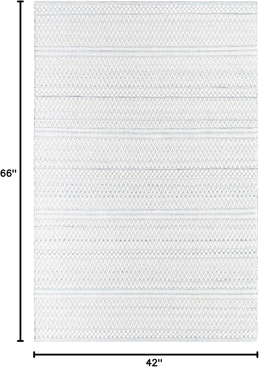 Mark&Day Wool Rugs, 4x6 Precious Solid and Border Cream/Charcoal Area Rug, Cream Grey Carpet for Living Room, Bedroom or Kitchen (3'6" x 5'6")