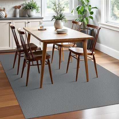 EARTHALL Washable Area Rugs 5x7 Ft Non Slip Living Room Rugs Cotton Rubber Backed Dining Room Rug Braided Bedroom Rugs Indoor Outdoor Floor Carpet for Living Room, Bedroom, Dining Room, Charcoal Gray