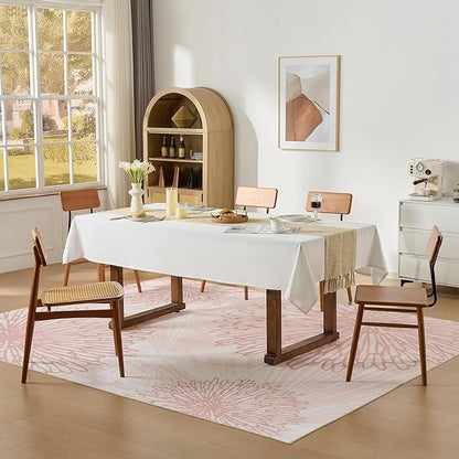WITSHOCK Pink Rugs 7x9 for Bedroom Girls,Floral Modern Distress Print Pattern Carpet for Living Room Dining Room,Stain Resistant Anti Slip Backing Rugs for Kids Room Nursery Playroom,Light Pink
