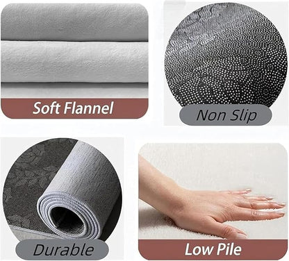 5ft Round Indoor Rug Non-Shedding Machine Washable，Low Pile Non-Slip Carpet with Tropical Floral Pattern，Soft Floor Mat for Living Room, Bedroom, Mudroom Easy Clean Home Decor