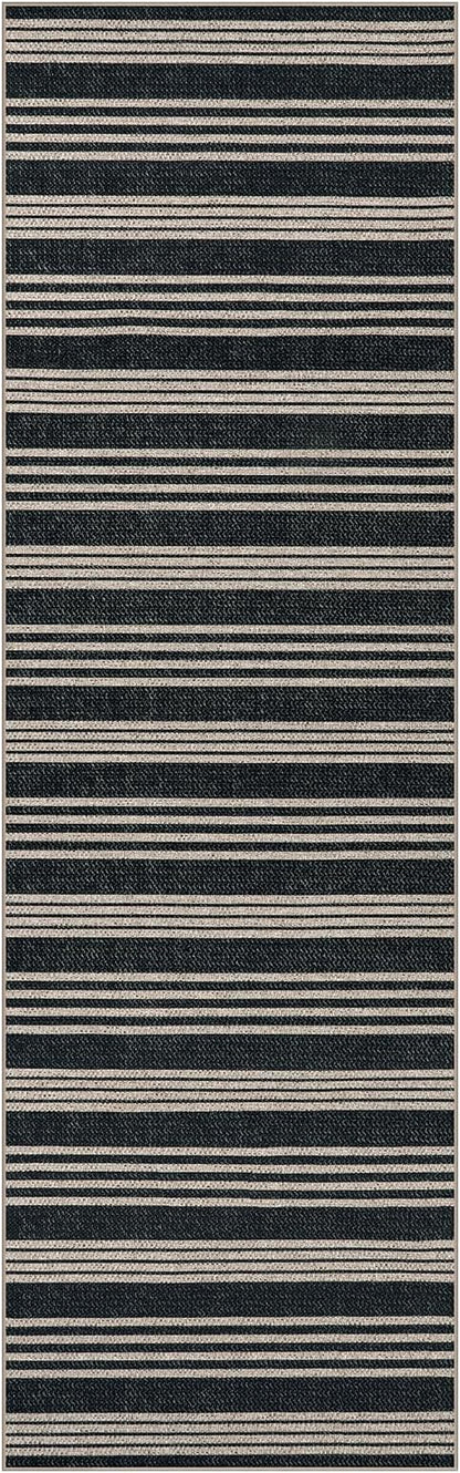 Lahome Striped Easy Jute Kitchen Runner, 2x8 Washable Indoor Outdoor Entryway Runner Rug, Farmhouse Non Slip Non Shedding Neutral Carpet for Hallway Porch Foyer