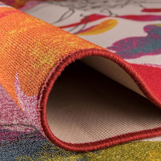 Rugshop Multi Bright Flowers Non Slip Non-Shedding Runner Rug for Hallway, Kitchen and Entryway, 2' x 10'