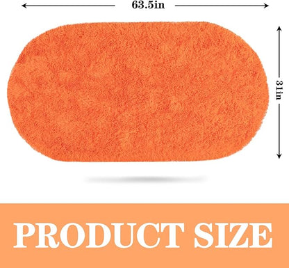 Soft Fluffy Area Rug for Bedroom, Orange Fuzzy Shaggy Oval Throw Rugs for Bedside, Non-Slip Cozy Plush Shag Carpet for Girls Kids Room Nursery Dorm Living Room, 2.6 x 5.3 Feet