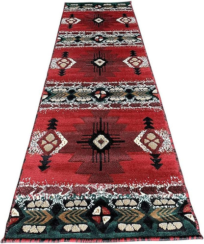 YHSF South West Native American Area Rug C318 - Easy Clean, Thick, Soft, Durable Native Tribal American Indian Inspired Rug for Bedroom/Living Room and More - Red, 2 Feet x 7 Feet