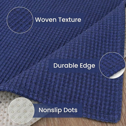 IOHOUZE Washable Area Rug 3x5 Non Slip Woven Rugs for Entryway Rugs Indoor Outdoor Doormat Throw Rug Floor Carpet for Entrance Kitchen Living Room, Royal Blue/Navy
