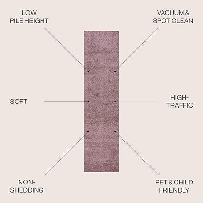JONATHAN Y Haze Solid Low-Pile Light Purple Runner Rug 2x12, Coastal,Bohemian,Minimalist,Classic, Easy-Cleaning for Living Room,Bedroom,Kitchen,Pet Friendly,Non-Shedding (SEU100R-212)