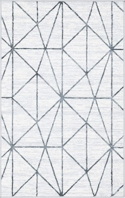Rugs.com Lattice Trellis Collection Rug – 3' x 5' White Low-Pile Rug Perfect for Living Rooms, Large Dining Rooms, Open Floorplans