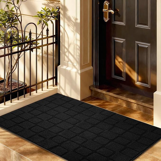 Front Door Mat Outside Entrance, Outdoor Indoor Door Mats for Entryway, Entrance, Entry, Patio, Waterproof Non Slip Doormat, Low-Profile, 31.5" × 39“, Black