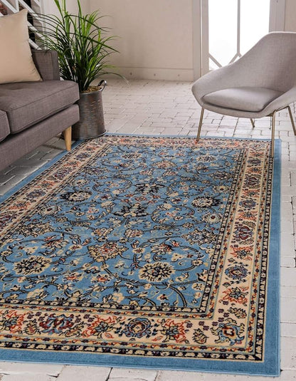 Unique Loom Sialk Hill Collection Area Rug - Washington (9' x 12' Rectangle Light Blue/Navy Blue)